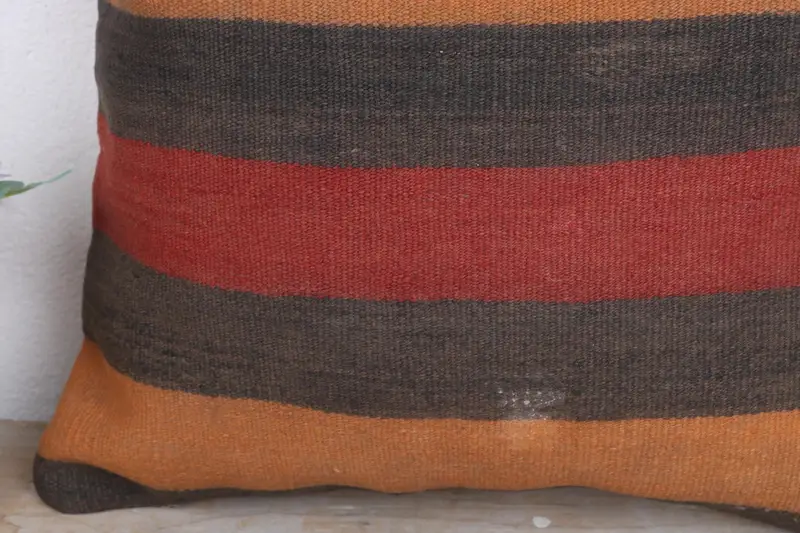 Kilim Pillow, 18x18 Orange Cushion Case, Outdoor Cushion Cover, Cushion, Antique Pillows, Square Throw Pillow Sham, Boho Pillow Sham Cover - 3