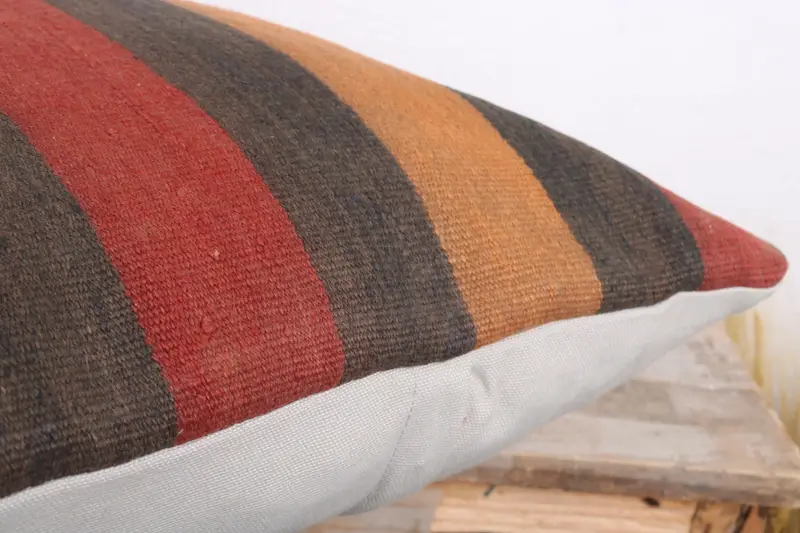 Kilim Pillow, 18x18 Orange Cushion Case, Outdoor Cushion Cover, Cushion, Antique Pillows, Square Throw Pillow Sham, Boho Pillow Sham Cover - 6