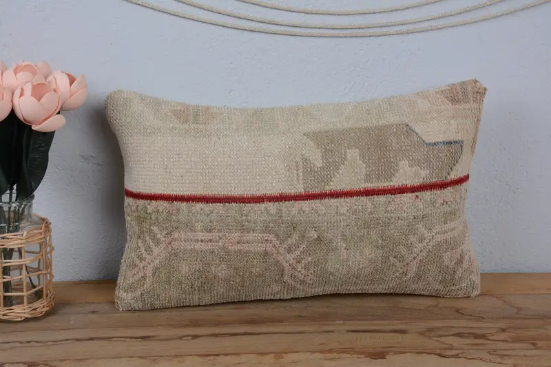 Ethnic Pillow Cover Pillow Cover, Turkish Kilim Pillow, Cushion Cover, 12x20 Brown Pillow, Neutral Throw Pillow, Kilim Pillow, Kilim Cushion Sham - 2