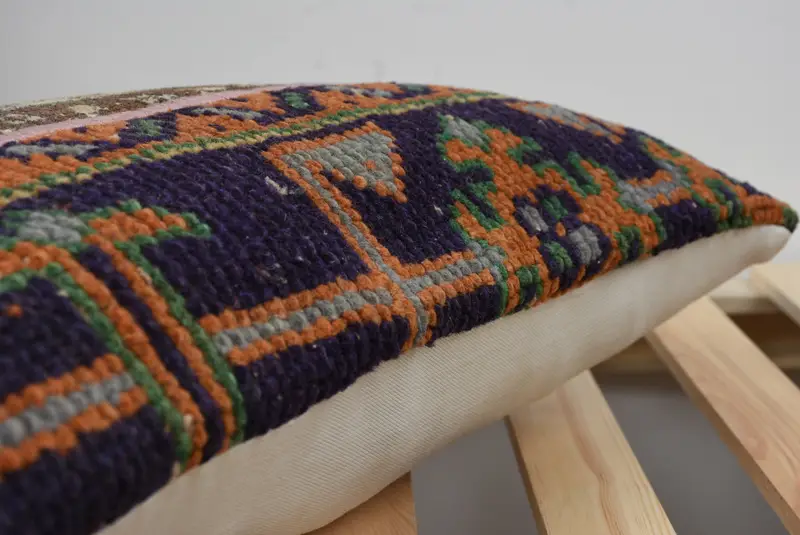 Vintage Kilim Pillow, 12x20 Blue Pillow, Ethnical Kilim Rug Pillow, Handmade Kilim Cushion, Cushion Case, Boho Throw Cushion, Luxury Cushion Case - 5