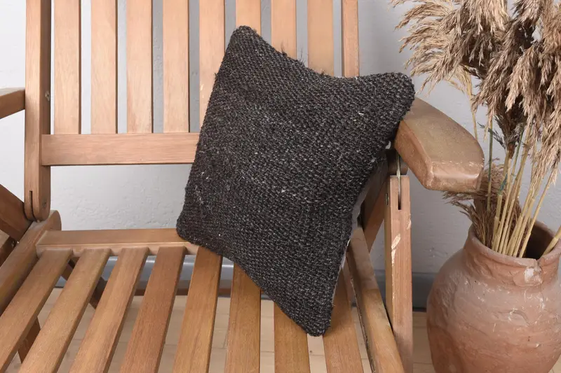Vintage Pillow, Pillow for Sofa, Tapestry Cushion Case, Pillow, 12x12 Brown Pillow Cover, Sofa Pillow, Turkish Pillow, Indoor Pillow Sham - 3