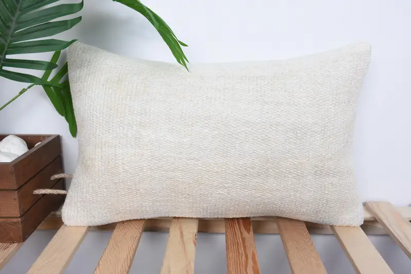 Throw Kilim Pillow, 12x20 White Pillow, Chair Pillow Case, Custom Cushion, Bench Cushion Case, Cushion Cover, Interior Designer Pillow, Kilim Pillow - 1