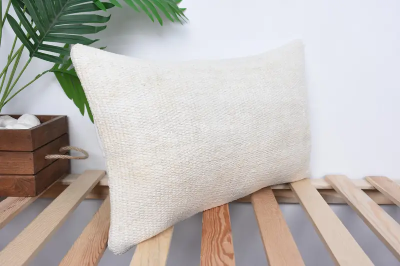 Throw Kilim Pillow, 12x20 White Pillow, Chair Pillow Case, Custom Cushion, Bench Cushion Case, Cushion Cover, Interior Designer Pillow, Kilim Pillow - 4