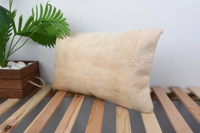 Kilim Rug Pillow Case, Pillow Cover, Throw Kilim Pillow, Indoor Cushion Case, Handmade Kilim Cushion, 12x20 Beige Pillow Sham, Kilim Pillow - 5