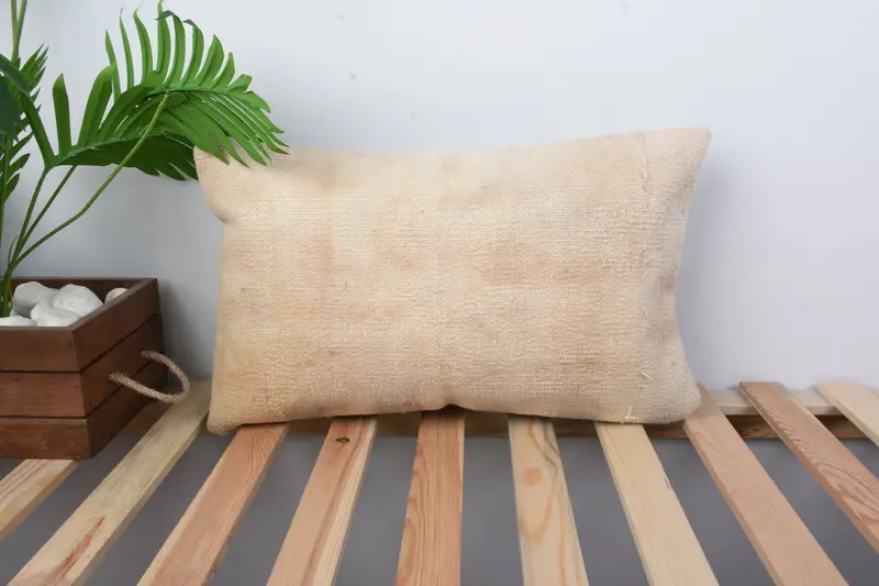 Kilim Rug Pillow Case, Pillow Cover, Throw Kilim Pillow, Indoor Cushion Case, Handmade Kilim Cushion, 12x20 Beige Pillow Sham, Kilim Pillow - 1
