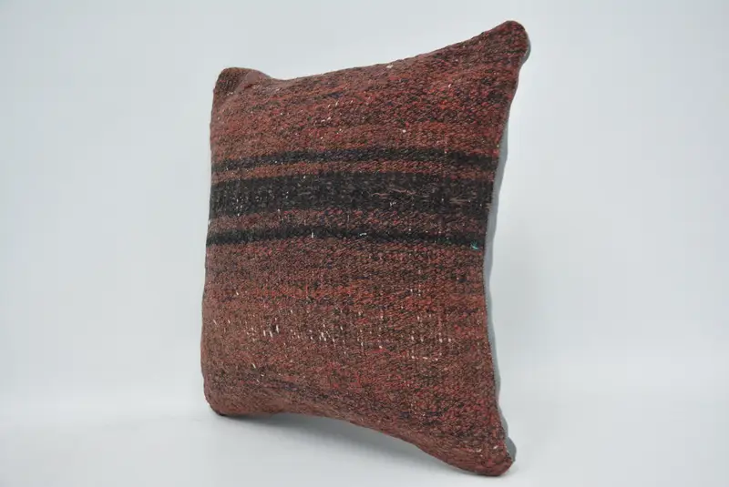 Vintage Kilim Pillow, 14x14 Red Pillow Sham, Turkish Pillow, Ethnic Throw Pillow Cover, Authentic Cushion Case, Gift Pillow, Pillow Case - 4