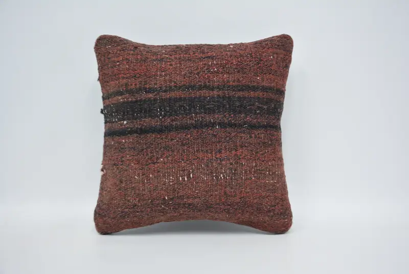Vintage Kilim Pillow, 14x14 Red Pillow Sham, Turkish Pillow, Ethnic Throw Pillow Cover, Authentic Cushion Case, Gift Pillow, Pillow Case - 1