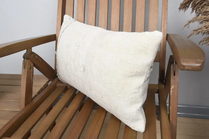 Cushion, Vintage Kilim Throw Pillow, 12x20 Beige Pillow, Pet Pillow Sham, Vintage Kilim Pillow, Turkish Bench Pillow Sham, Boho Pillow - 3