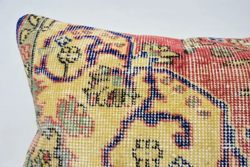 Anatolian Pillow Cover, 16x36 Red Pillow Sham, Pillow for Sofa, Designer Throw Pillow Sham, Cushion Cover, Boho Pillow, Handmade Kilim Cushion - 2