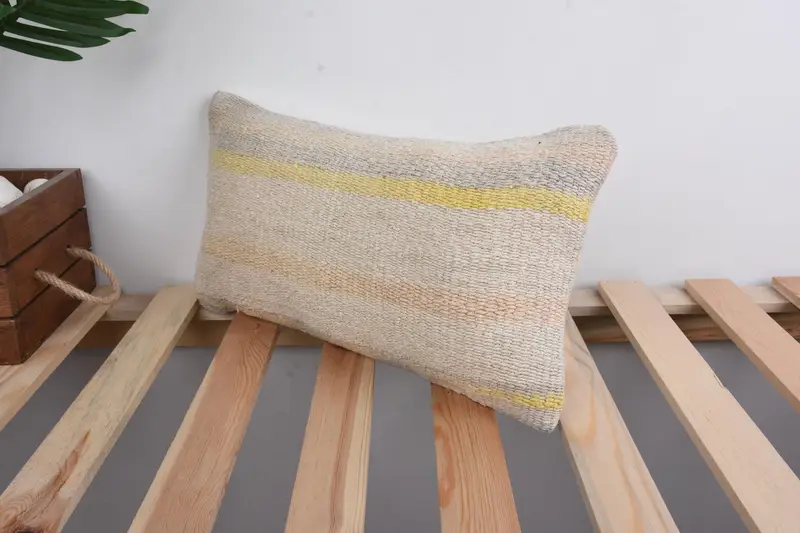 Pillow for Sofa, Personalized Gift Pillow Cushion Case, Boho Pillow Sham Cover, 8x16 Beige Pillow Sham, Pillow, Handmade Kilim Cushion - 5