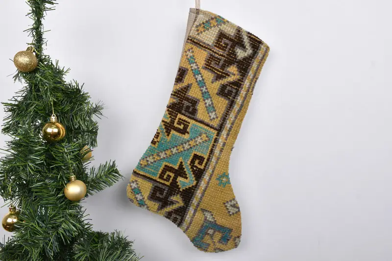 Festive Christmas Ornaments Pattern, 7 Inch Wide Christmas Stocking