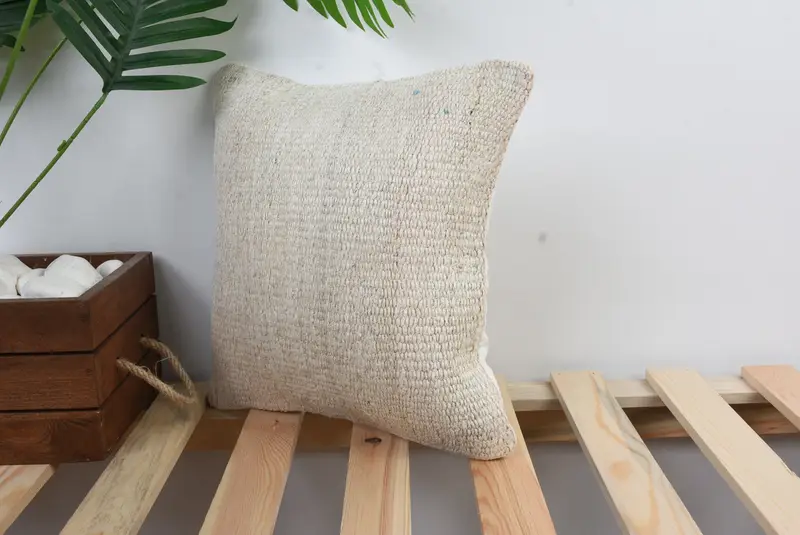 Cushion Cover, 12x12 White Cushion Cover, Christmas Pillow, Traditional Cushion Case, Turkish Pillow, Kilim Pillow Cover, Pillow for Couch - 5