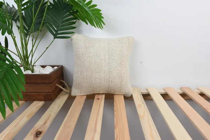 Cushion Cover, 12x12 White Cushion Cover, Christmas Pillow, Traditional Cushion Case, Turkish Pillow, Kilim Pillow Cover, Pillow for Couch - 1