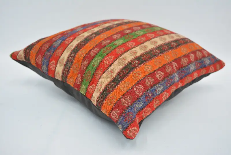 12x12 Rainbow Pillow, Bolster Cushion Cover, Comfy Throw Pillow Case, Kilim Pillow, Turkish Pillow, Pillow Cover, Vintage Kilim Throw Pillow - 6