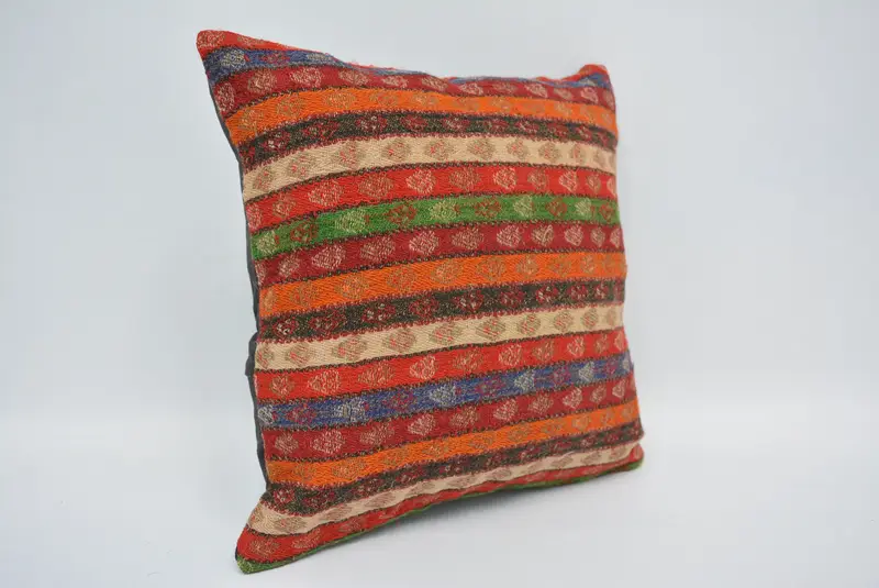 12x12 Rainbow Pillow, Bolster Cushion Cover, Comfy Throw Pillow Case, Kilim Pillow, Turkish Pillow, Pillow Cover, Vintage Kilim Throw Pillow - 3