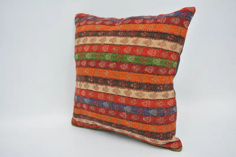 12x12 Rainbow Pillow, Bolster Cushion Cover, Comfy Throw Pillow Case, Kilim Pillow, Turkish Pillow, Pillow Cover, Vintage Kilim Throw Pillow - 4
