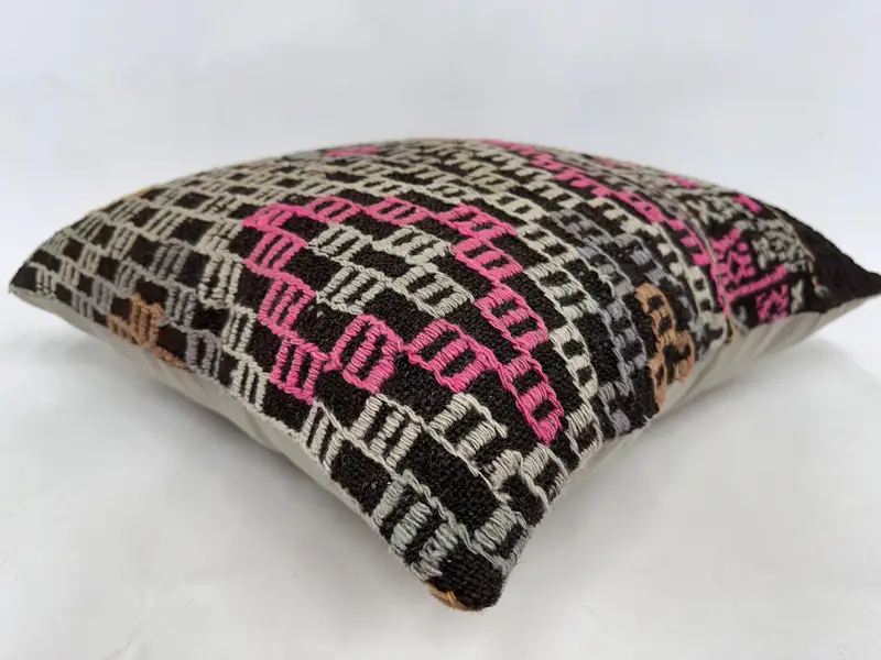 Kilim Pillow, Ethnical Kilim Rug Pillow, Garden Pillow Cover, Pillow Sham, Turkish Kilim Pillow, Turkish Corner Pillow Sham, 24x24 Pink Cushion Case - 6