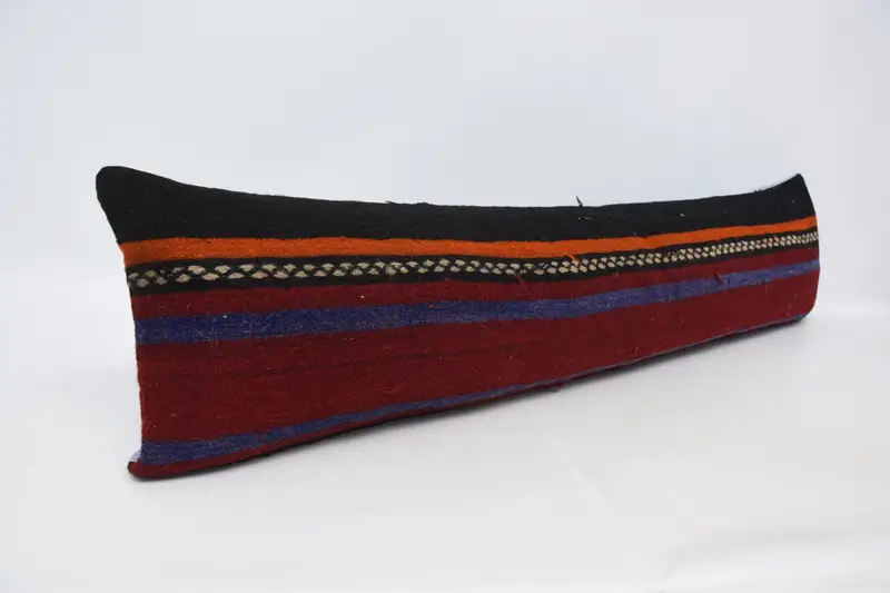 12x48 Red Cushion, Pillow Cover, Home Decor Pillow, Ethnical Kilim Rug Pillow, Decorative Bolster Pillow Sham, Pillow for Couch - 3