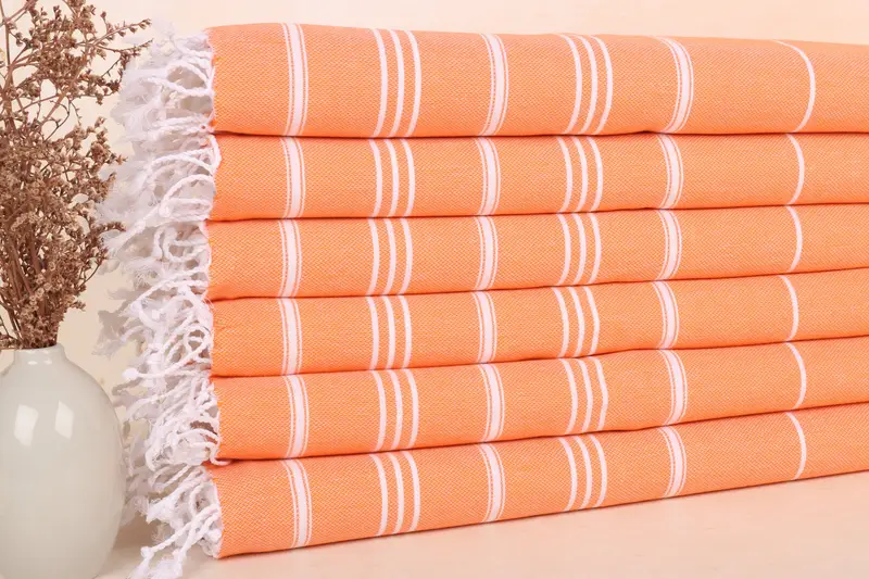 Kişiye Özel Türk Havlusu Turuncu Pamuk, Düğün Hediyesi, 24x40 İnç