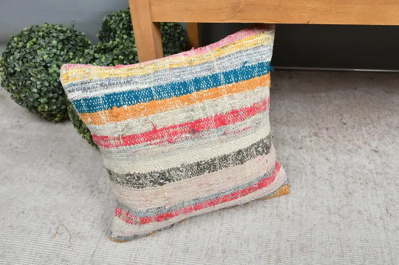 Gift Pillow, Square Throw Pillow, Chair Pillow Case, Custom Pillow Cover, Boho Pillow Sham Cover, 16x16 Red Pillow, Handmade Kilim Cushion, Cushion - 7