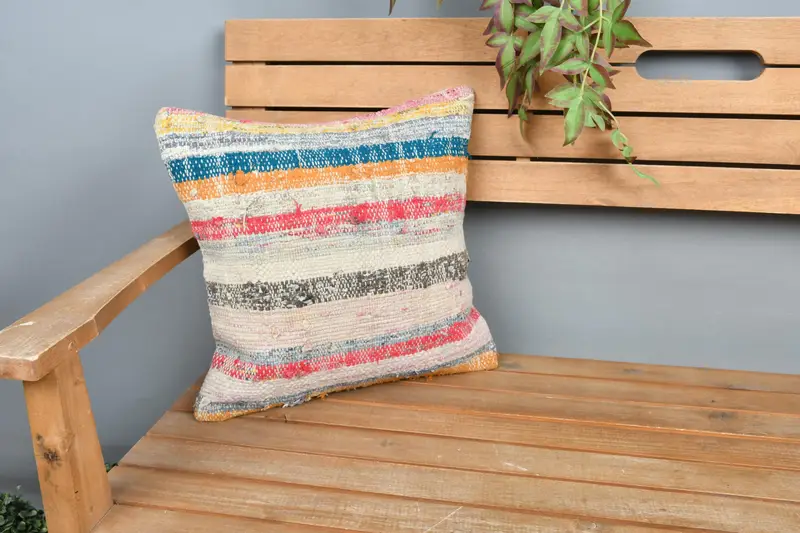 Gift Pillow, Square Throw Pillow, Chair Pillow Case, Custom Pillow Cover, Boho Pillow Sham Cover, 16x16 Red Pillow, Handmade Kilim Cushion, Cushion - 1
