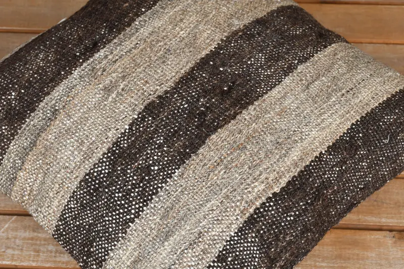 Vintage Pillow, Pillow Cover, Patio Pillow Sham, Handmade Rug Seat Cushion Case, Kilim Pillow, Boho Pillow Sham Cover, 16x16 Brown Cushion Cover - 3
