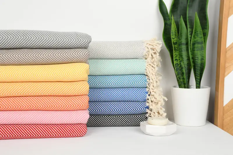 70x40 Cotton Herringbone Towel, Peshtemal, Bachelorette Party Gifts Bridesmaids, Custom Wedding Gifts, Turkish Towel Set, Best Beach Towel - 2