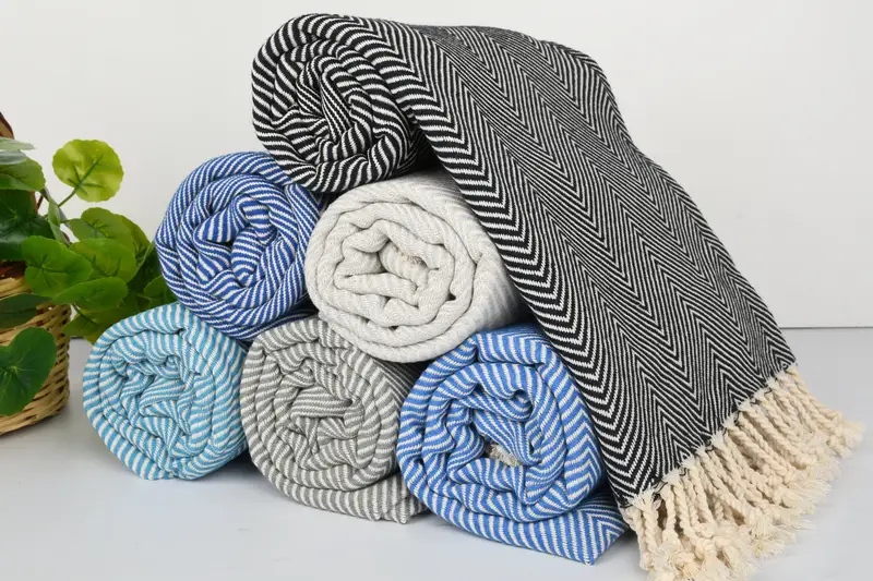 70x40 Cotton Herringbone Towel, Peshtemal, Bachelorette Party Gifts Bridesmaids, Custom Wedding Gifts, Turkish Towel Set, Best Beach Towel - 5