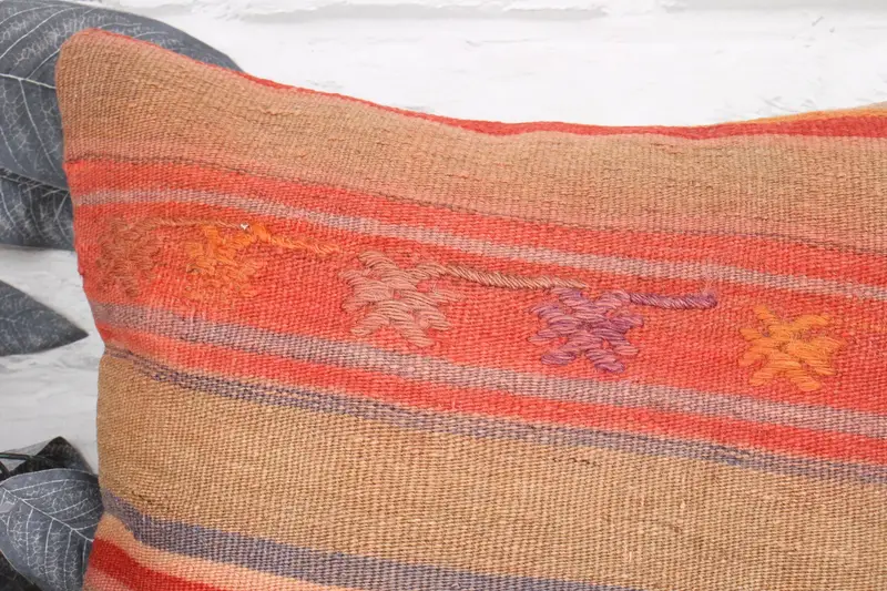 Office Chair Pillow Case, 16x16 Orange Pillow Cover, Ikat Pillow Case, Pillow Sham, Interior Designer Pillow, Pillow for Couch, Throw Kilim Pillow - 2
