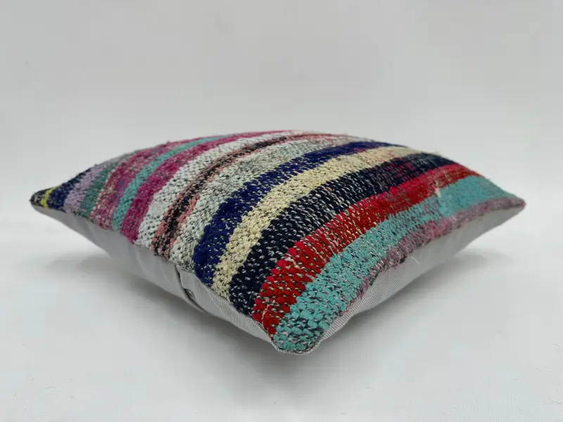 Gift Pillow, Boho Pillow, Cushion Case, Authentic Cushion Cover, 16x16 Blue Cushion Cover, Handwoven Pillow, Home Decor Pillow - 6