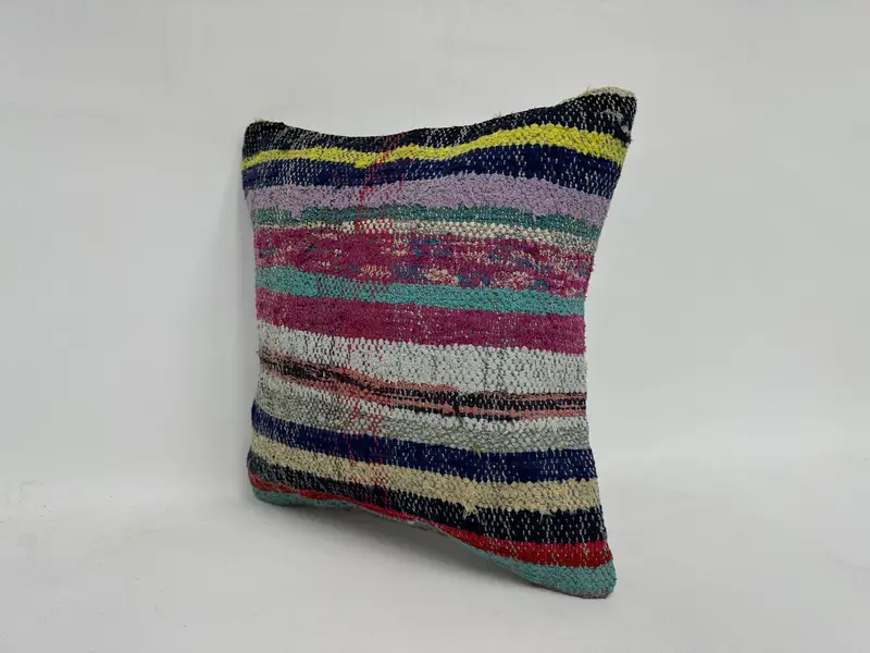Gift Pillow, Boho Pillow, Cushion Case, Authentic Cushion Cover, 16x16 Blue Cushion Cover, Handwoven Pillow, Home Decor Pillow - 4