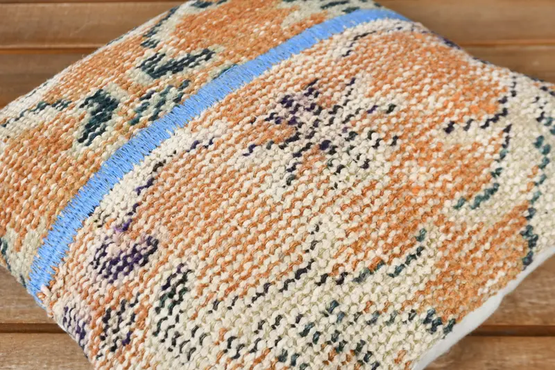 Vintage Kilim Pillow Cushion, Kilim Pillow Cover, 12x12 Orange Pillow Sham, Gift Pillow, Home Decor Pillow, Handmade Pillow Cover, Pillow Cover - 4