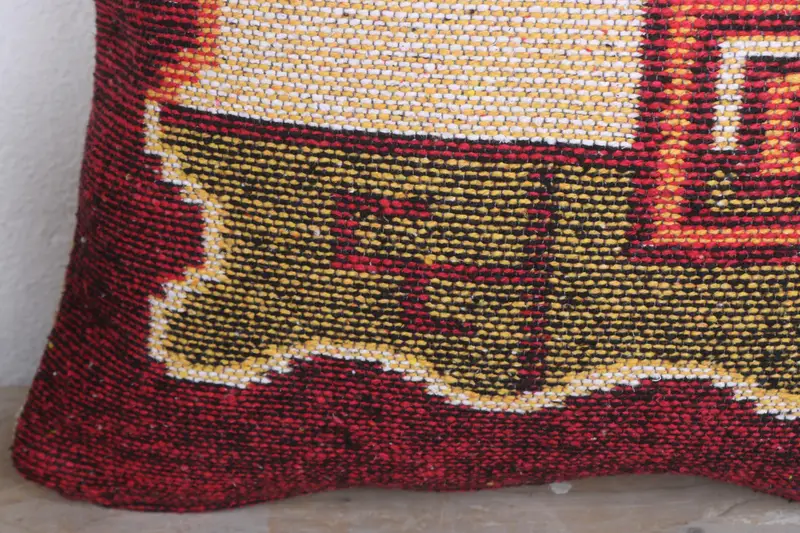 18x18 Yellow Pillow, Vintage Kilim Pillow, Kilim Cushion Sham, Handmade Throw Pillow Case, Handmade Kilim Cushion, Cushion, Neutral Pillow Case - 3
