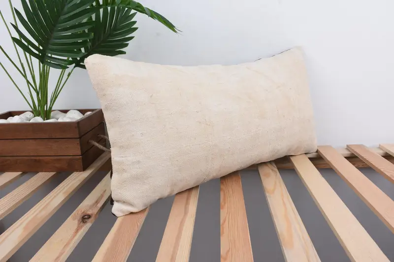 Handmade Kilim Cushion, Vintage Kilim Pillow, Pillow for Sofa, Decorative Throw Pillow Sham, 12x24 White Pillow Case, Pillow, Turkish Bench Pillow - 4