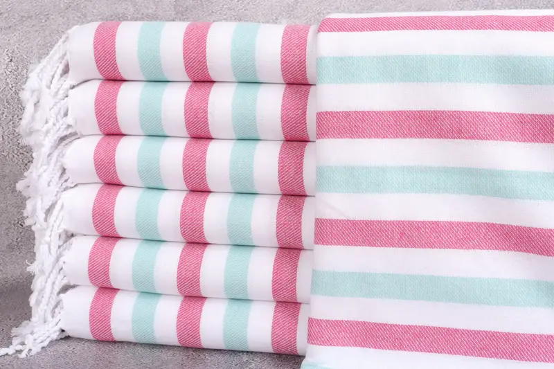 Personalized Turkish Towel, Bridesmaid Gifts, 70x40 Cotton Striped Towel, Personalized Gift, Embroidery Towels, Fringed Turkish towel for poolside - 1