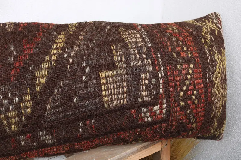 16x48 Brown Pillow, Kilim Pillow Cover, Indoor Cushion Cover, Turkish Pillow, Decorative Throw Pillow Case, Cushion Case, Gift Pillow - 4
