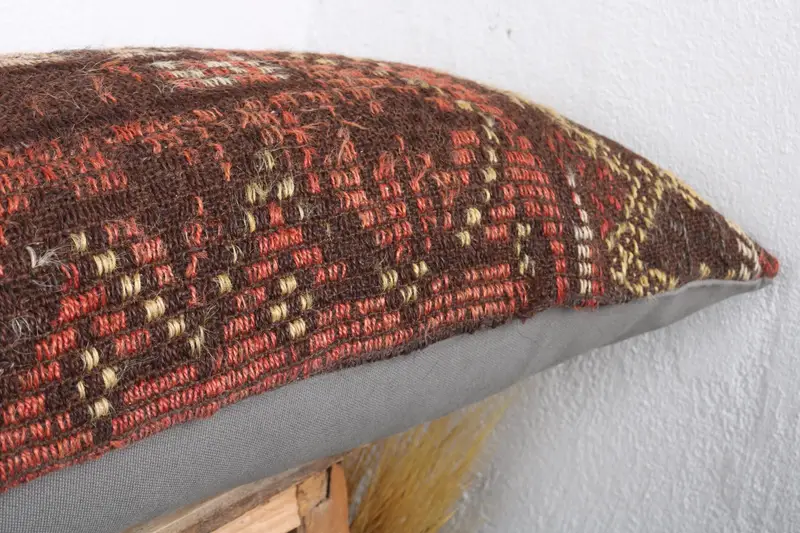 16x48 Brown Pillow, Kilim Pillow Cover, Indoor Cushion Cover, Turkish Pillow, Decorative Throw Pillow Case, Cushion Case, Gift Pillow - 5