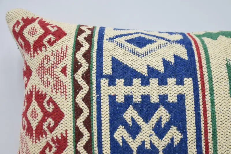 16x24 Blue Cushion Cover, Ethnical Kilim Rug Pillow, Aesthetic Pillow Cover, Pillow Sham, Wholesale Pillow Cover, Boho Pillow, Antique Pillows - 2