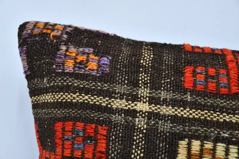 Turkish Kilim Pillow, Handmade Kilim Cushion, Gift Pillow, 20x20 Brown Cushion Case, Muted Pillow Sham, Cushion, One Of A Kind Pillow - 2