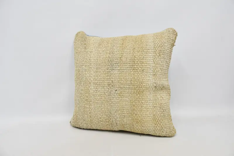 Kilim Pillow, Turkish Corner Cushion Cover, Turkish Pillow, 24x24 Beige Pillow Sham, Anatolian Pillow Sham, Throw Kilim Pillow, Cushion Cover - 4