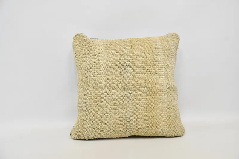 Kilim Pillow, Turkish Corner Cushion Cover, Turkish Pillow, 24x24 Beige Pillow Sham, Anatolian Pillow Sham, Throw Kilim Pillow, Cushion Cover - 1