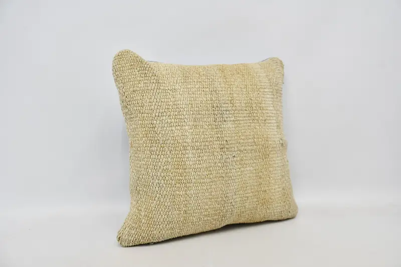 Kilim Pillow, Turkish Corner Cushion Cover, Turkish Pillow, 24x24 Beige Pillow Sham, Anatolian Pillow Sham, Throw Kilim Pillow, Cushion Cover - 3