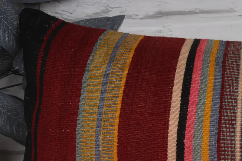 Interior Designer Pillow, Cushion Case, Vintage Kilim Throw Pillow, 12x36 Red Cushion, Handmade Kilim Cushion, Square Throw Pillow - 2