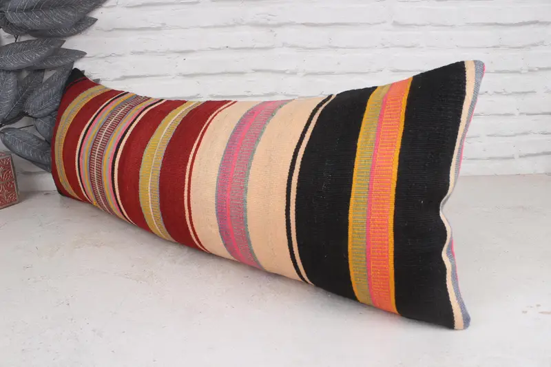 Interior Designer Pillow, Cushion Case, Vintage Kilim Throw Pillow, 12x36 Red Cushion, Handmade Kilim Cushion, Square Throw Pillow - 4