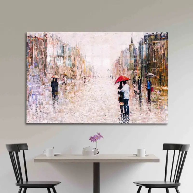 Printed Glass: Elegant Cityscape for Couples, Perfect Valentine's Gift