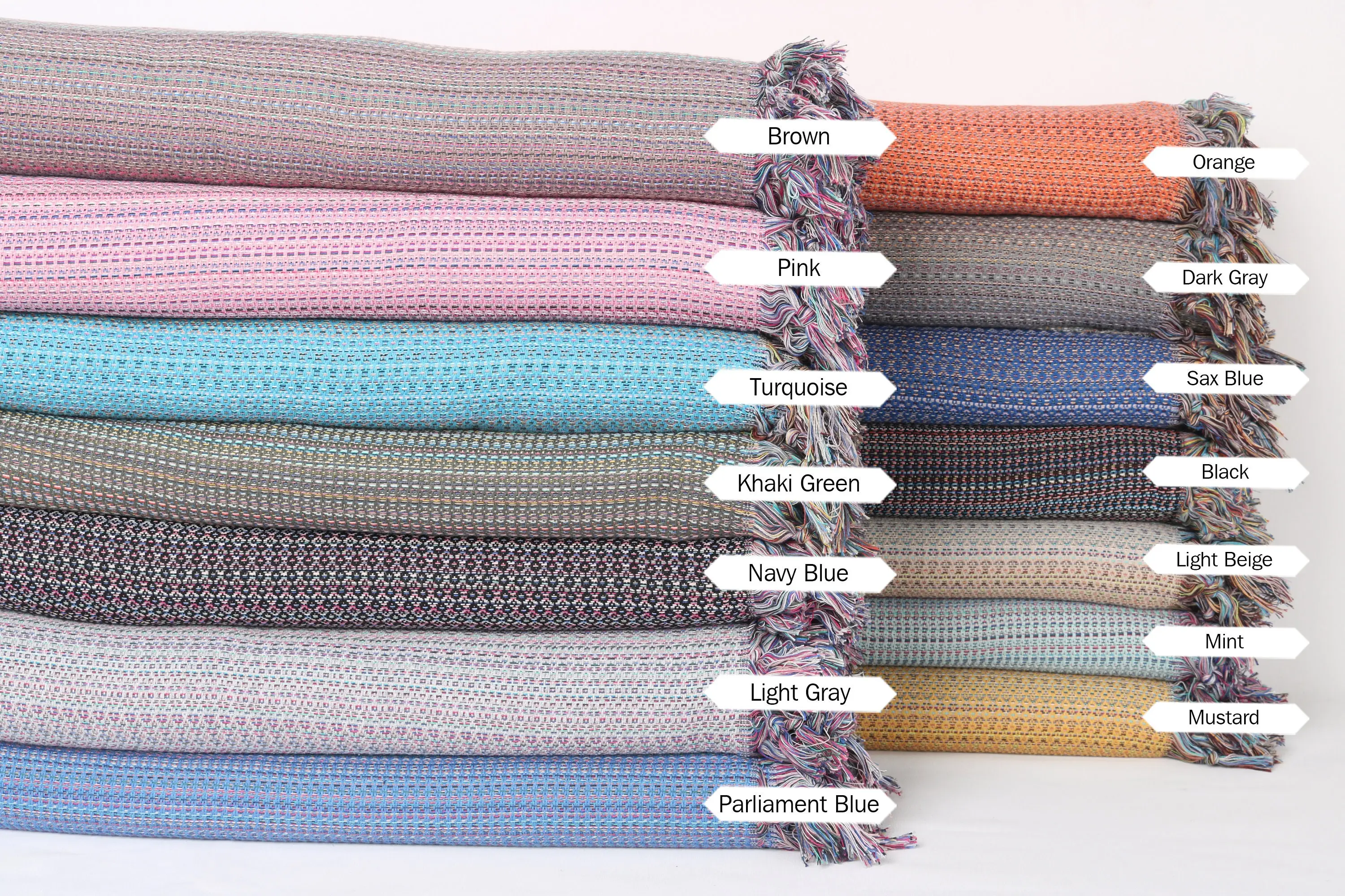 Cotton Turkish Throw Blanket, Colorful Diamond Design, 87x89 - 1