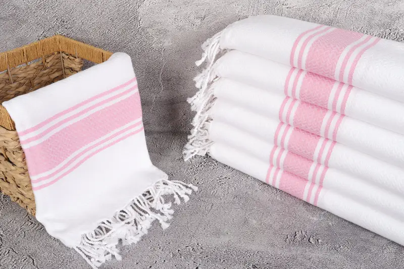 Spa Towel, Eco-friendly Turkish towel for home and travel, 70x40 Cotton Striped Towel, Peshtemal, Wedding Favors, Quick-dry towel, Sand-free towel - 3
