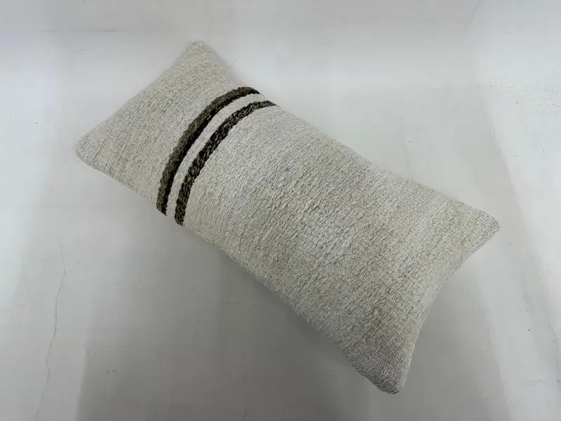 Handmade Pillow Case, 10x20 Beige Pillow, Gift Pillow, Throw Kilim Pillow, Boho Pillow Sham Cover, Pillow Sham, Lounge Throw Cushion Case - 6