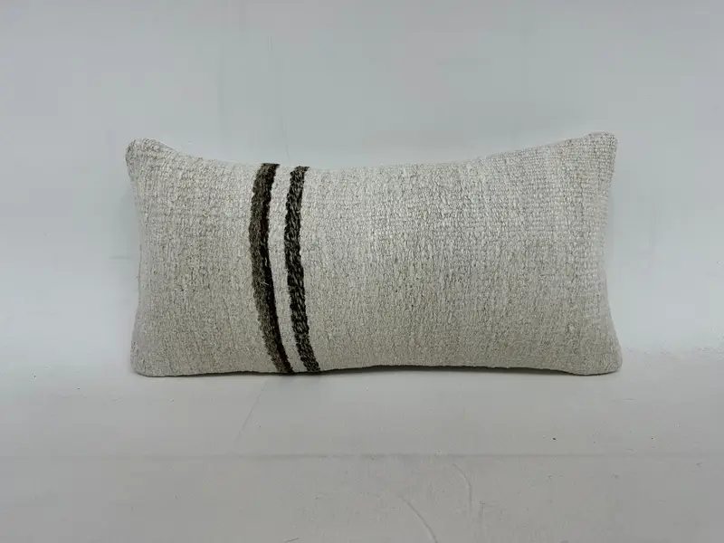 Handmade Pillow Case, 10x20 Beige Pillow, Gift Pillow, Throw Kilim Pillow, Boho Pillow Sham Cover, Pillow Sham, Lounge Throw Cushion Case - 1