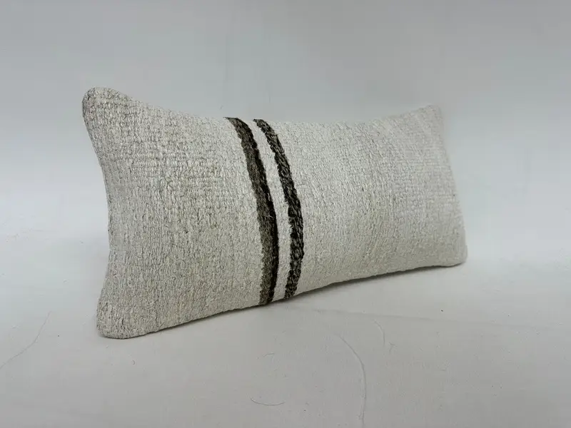 Handmade Pillow Case, 10x20 Beige Pillow, Gift Pillow, Throw Kilim Pillow, Boho Pillow Sham Cover, Pillow Sham, Lounge Throw Cushion Case - 2
